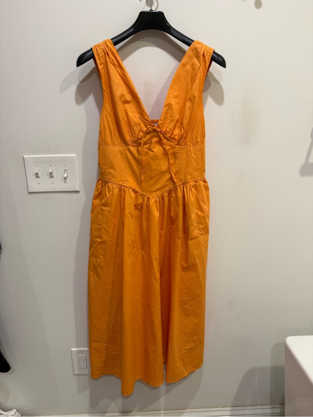 Band of the Free V-Neck Midi Dress in Orange